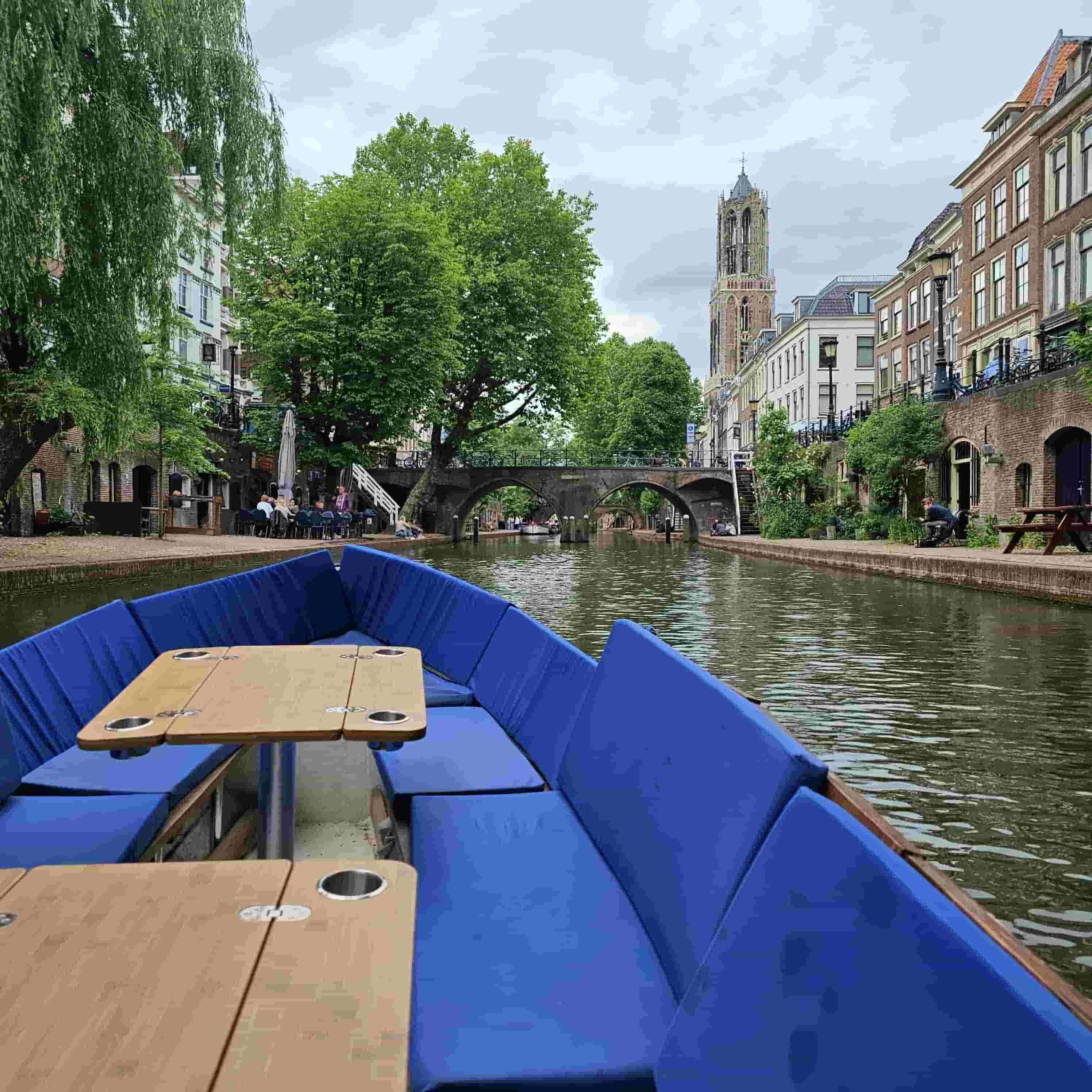 Boat cruising on canal